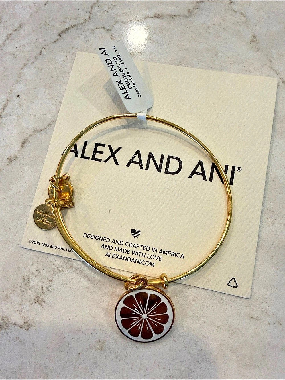 Alex and Ani Zest for Life II Expandable Wire Bangle Gold-Tone Lemon Bangle